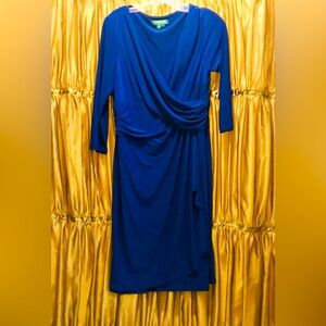 Vintage Ralph Lauren Flattering Draping Blue Dress